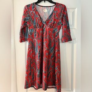 Spunkwear Hudson 3/4 sleeve dress. Paisley size Medium